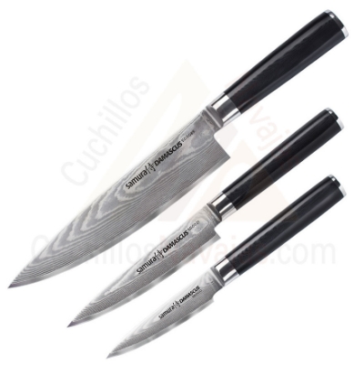Set Of 3 Samura Knives Damascus Series - Blade Steels Types for Knives